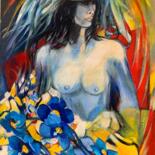 Peinture intitulée "Femme androgyne au…" par Michèle Padoy, Œuvre d'art originale, Acrylique