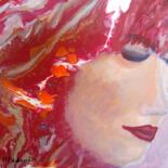 Painting titled "les cheveux rouges.…" by Michelle Dechaud, Original Artwork, Acrylic
