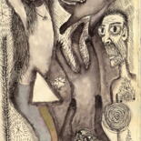Dibujo titulada "Parejas" por Miguel Rojas, Obra de arte original, Tinta