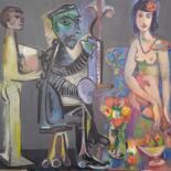 Painting titled "муза для пикассо" by Mikhail Baglaridis, Original Artwork, Acrylic