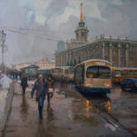 Ζωγραφική με τίτλο "Остановка в Екатери…" από Mihail Vachaev, Αυθεντικά έργα τέχνης, Λάδι