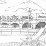 Dessin intitulée "Pont Neuf / Paris.j…" par Lauris Milbrets, Œuvre d'art originale, Stylo gel