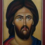Pittura intitolato "Jesus Christ (egg t…" da Miljana Marković, Opera d'arte originale, pigmenti Montato su Altro pannello ri…