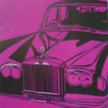 Painting titled "Pink Rolls Royce" by Mirou Navalon, Original Artwork, Acrylic Mounted on Wood Stretcher frame