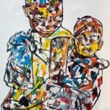 Malerei mit dem Titel "Mother and baby pai…" von Jafeth Moiane, Original-Kunstwerk, Acryl