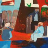 Painting titled "Retraités" by Mohammed Djelloul, Original Artwork