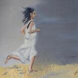 Peinture intitulée "Sur le sable" par Môm, Œuvre d'art originale, Huile