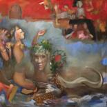 Painting titled "Huldigung" by Mona Dia, Original Artwork, Oil