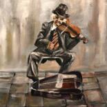 Pintura intitulada "El violinista" por Mónica Caruncho Fontela, Obras de arte originais, Óleo