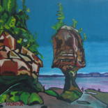 Painting titled "Hopewell Rocks New…" by Monikr, Original Artwork, Acrylic Mounted on Wood Panel