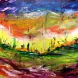 Peinture intitulée "L'orage sur le champ" par Muriel Cayet, Œuvre d'art originale, Huile
