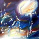 Painting titled "Dance in the blue m…" by Muriel Cayet, Original Artwork, Acrylic