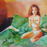 Painting titled "yatakta" by Muzaffer Bulut, Original Artwork, Oil