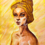Peinture intitulée "Imani" par Myha, Œuvre d'art originale, Aquarelle