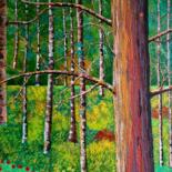 Painting titled "La forêt" by Myriam Djaouk, Original Artwork, Acrylic