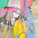 Ζωγραφική με τίτλο "DOUCES TULIPES" από Myriam Guenaizia, Αυθεντικά έργα τέχνης, Λάδι Τοποθετήθηκε στο Ξύλινο φορείο σκελετό
