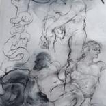 Desenho intitulada "Poséidon" por Nadège Lafon, Obras de arte originais, Carvão