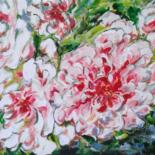 Painting titled "Pivoines" by Eyquem, Original Artwork, Acrylic Mounted on Wood Stretcher frame