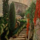 Painting titled "l'escalier en prove…" by Nadine Coffinier, Original Artwork, Acrylic