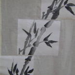 Dessin intitulée "Bambou triptyque" par Nadine Trescartes (fildefériste), Œuvre d'art originale, Encre Monté sur Carton