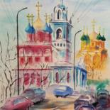 Painting titled "Varvarka street in…" by Natalia Kavolina, Original Artwork, Watercolor
