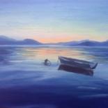 Painting titled "the sea at dawn" by Nata New, Original Artwork, Oil