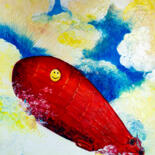 「Flight on a red air…」というタイトルの絵画 Natalia Shchipakinaによって, オリジナルのアートワーク, オイル ウッドストレッチャーフレームにマウント