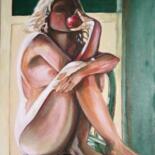 Картина под названием "Девушка с яблоком" - Наталья Шевкунова, Подлинное произведение искусства, Масло