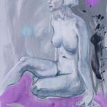 Drawing titled "Kristine in purple" by Natalie Levkovska, Original Artwork, Tempera