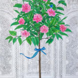 Disegno intitolato "Magnolia tree in a…" da Natalie Levkovska, Opera d'arte originale, Gouache