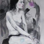 Tekening getiteld "Carina in Gray" door Natalie Levkovska, Origineel Kunstwerk, Tempera