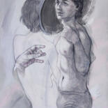 Dessin intitulée "Touch of a hand" par Natalie Levkovska, Œuvre d'art originale, Tempera