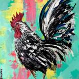 Malerei mit dem Titel "Rooster" von Natalja Dibanina, Original-Kunstwerk, Acryl Auf Keilrahmen aus Holz montiert