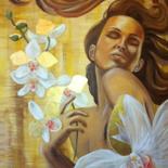 Painting titled "Wild Orchid" by Natalya Simonova, Original Artwork, Oil