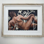 Painting titled "Man Nude Original A…" by Natalya Volynska, Original Artwork, Acrylic Mounted on Cardboard