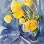 Peinture intitulée "Lemon tulips" par Natasha Sokolnikova, Œuvre d'art originale, Aquarelle Monté sur Carton