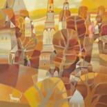 Painting titled "Sunny day/ cityscape" by Natasha Svetelshchuk, Original Artwork, Pastel