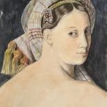 绘画 标题为“l’ odalisque d’ apr…” 由Nathalie De Courrèges, 原创艺术品, 水彩