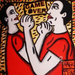 Painting titled "Game over" by Nathalie Maerten (MAERTEN), Original Artwork, Acrylic Mounted on Wood Stretcher frame