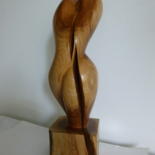 Sculpture titled "Buste Bois" by Nr, Original Artwork, Wood