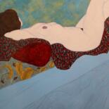 Peinture intitulée "Nu allongé sur le c…" par Nathalie Sorroche, Œuvre d'art originale, Huile
