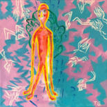 Картина под названием "strange person with…" - Mary Grief, Подлинное произведение искусства, Акрил Установлен на Деревянная…