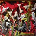 Peinture intitulée "Fleurs chaotiques" par Anne Rolin, Œuvre d'art originale, Acrylique