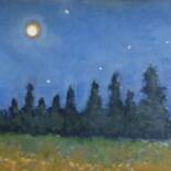 Painting titled "Nuit en Ardèche (2)" by Nicolas Cavuoto, Original Artwork, Oil