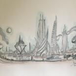 Drawing titled "Solaria City" by Nicolas Chammat, Original Artwork, Marker