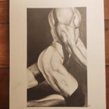 "Homme nu sensuel" başlıklı Resim Nicolas Laroche tarafından, Orijinal sanat, Kalem