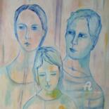 Peinture intitulée "L' Amour  bleu" par Nicole Bachelard, Œuvre d'art originale, Huile Monté sur Châssis en bois