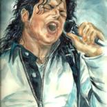 Painting titled "Michael Jackson - B…" by Nicole Wang, Original Artwork, Oil