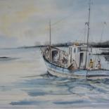 Peinture intitulée "Zorba boat" par Nikkos, Œuvre d'art originale