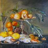 Peinture intitulée "Corbeille de fruits2" par Nikkos, Œuvre d'art originale